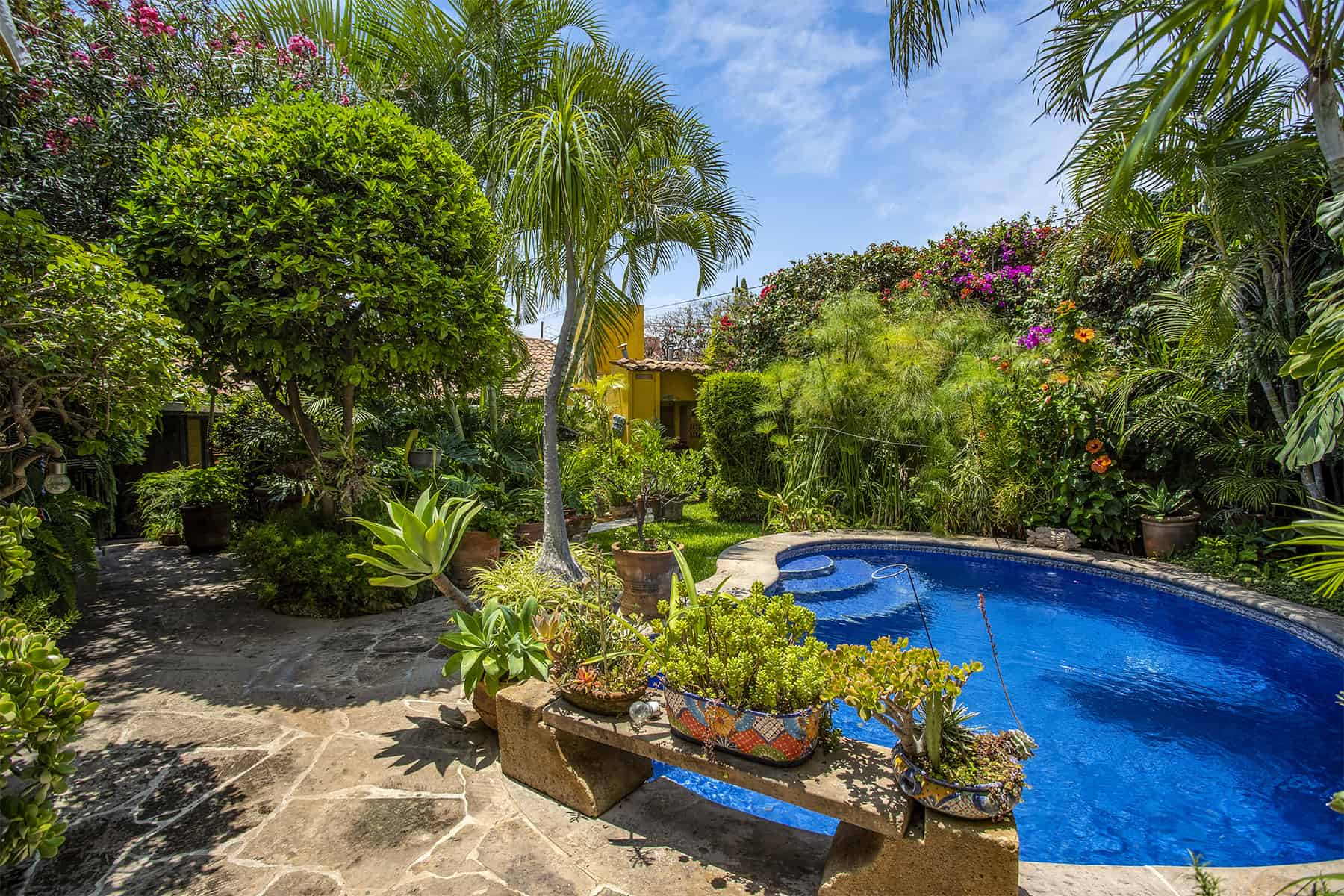 01 Lush Tropical Courtyard with Solar Heated Pool