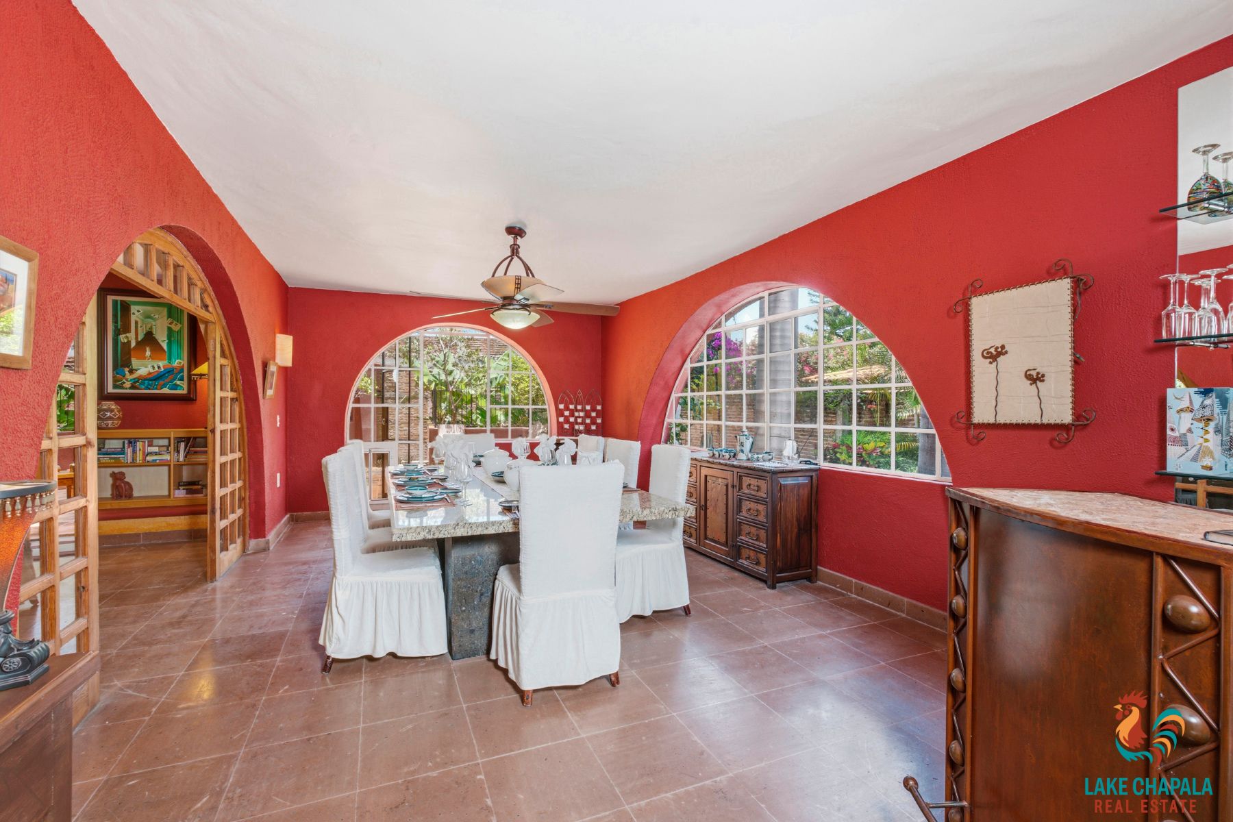 07 Dining Room for 10 with Breakfast Terrace Beyond
