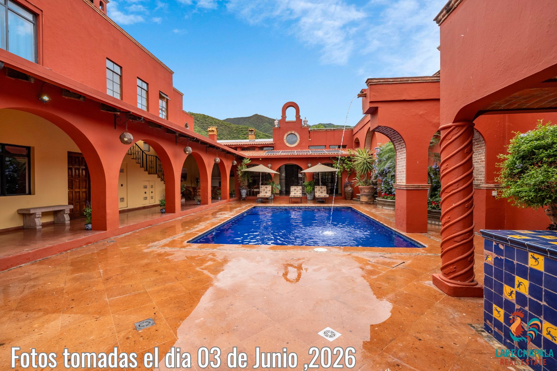 002 Main Pool Courtyard with Aquaduct Fountain and Portallis