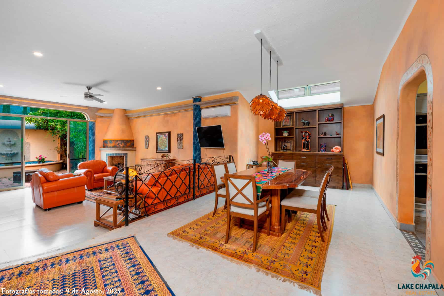 03 Main House Greatroom with Mountain View and Fountain Courtyard