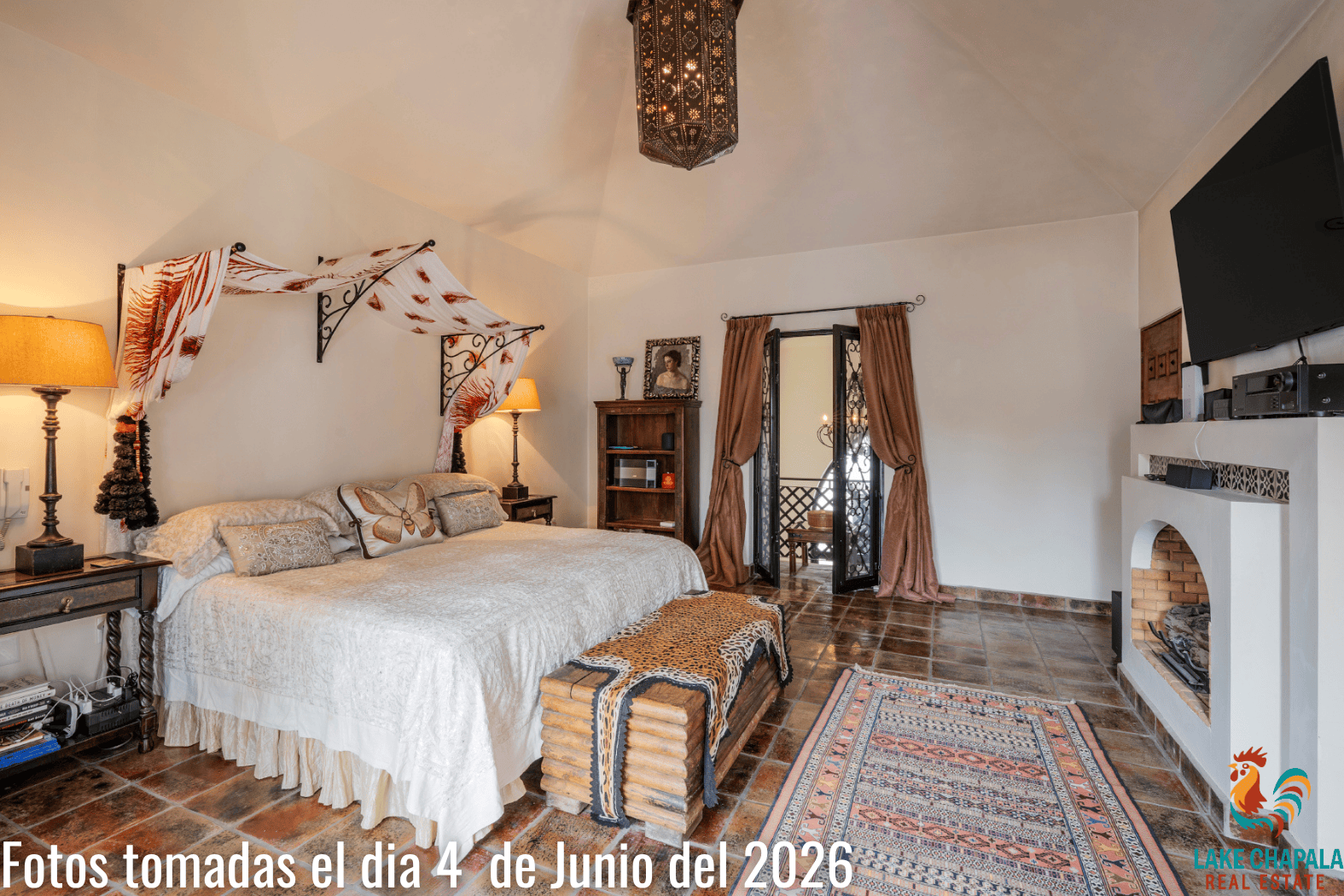 008 Master Suite with Great Room and Courtyard Balconies and Moroccan Fireplace